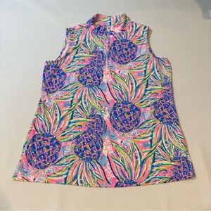Lulu B Pineapple Print Sleeveless Golf Top